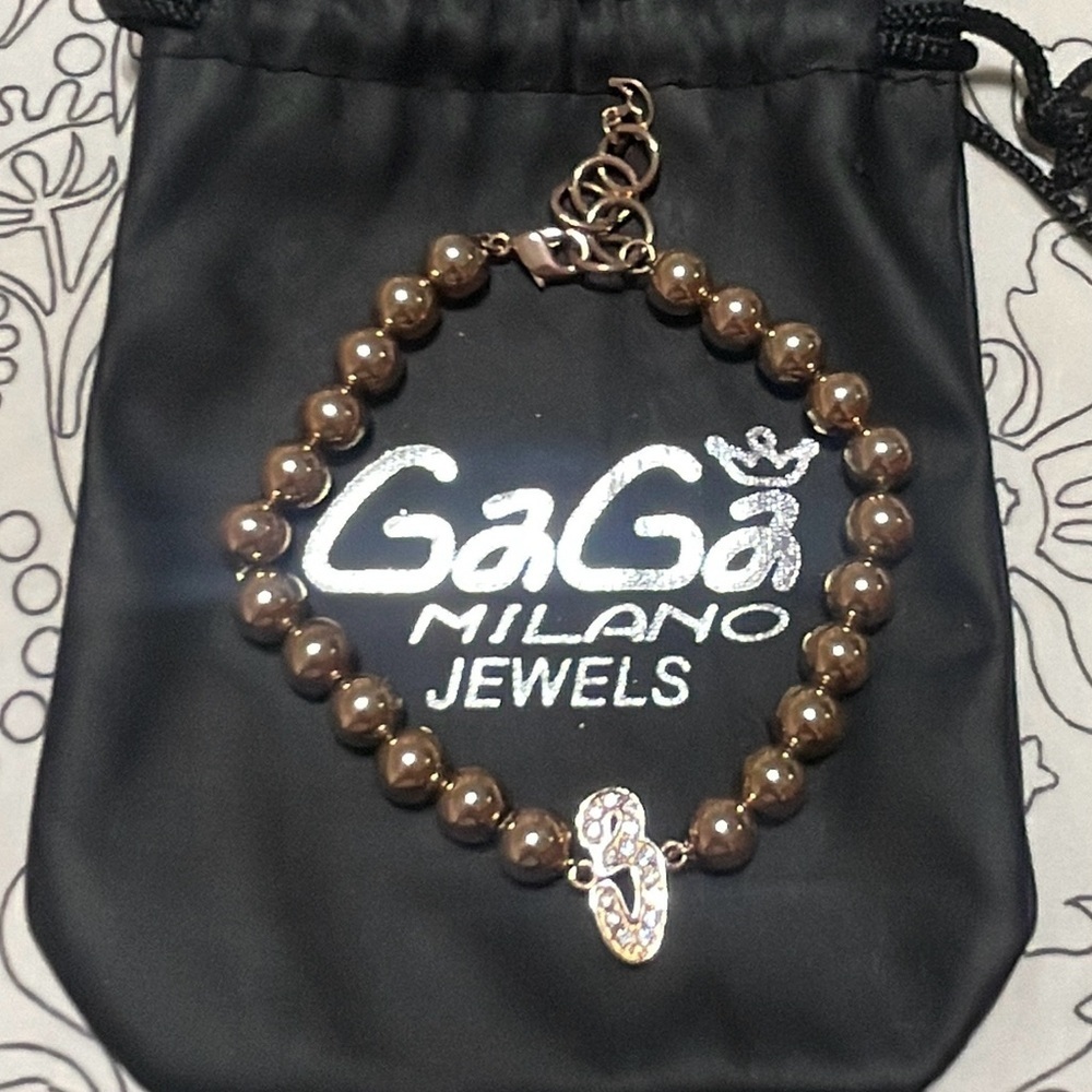 Gaga Milano Rose Gold Beaded Bracelet